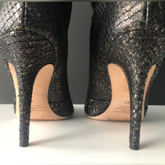 New! Cavallini Italy Women’s Heel Boots Gold Snakeskin Leather Mid Eur 39 - Picture 4 of 11